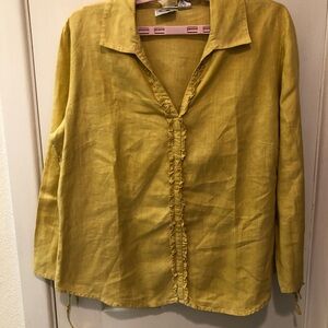Edward XL 100% Irish Linen pullover top.  Open “V” neckline, pointed collar.
